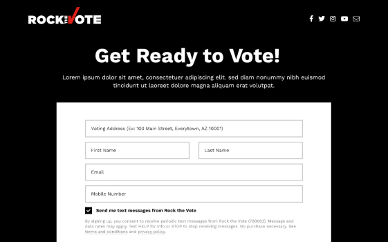 Rock the Vote website hero