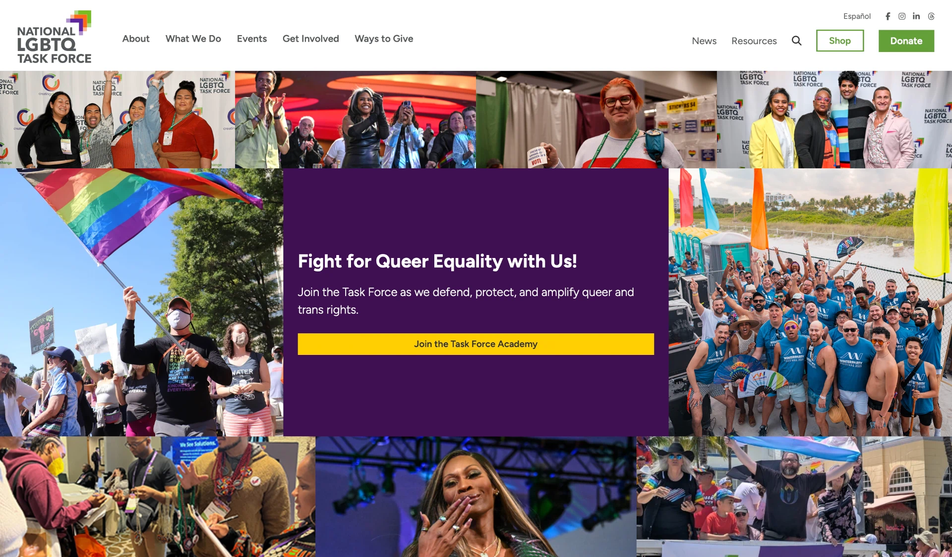 A screenshot of thetaskforce.org homepage above the fold.