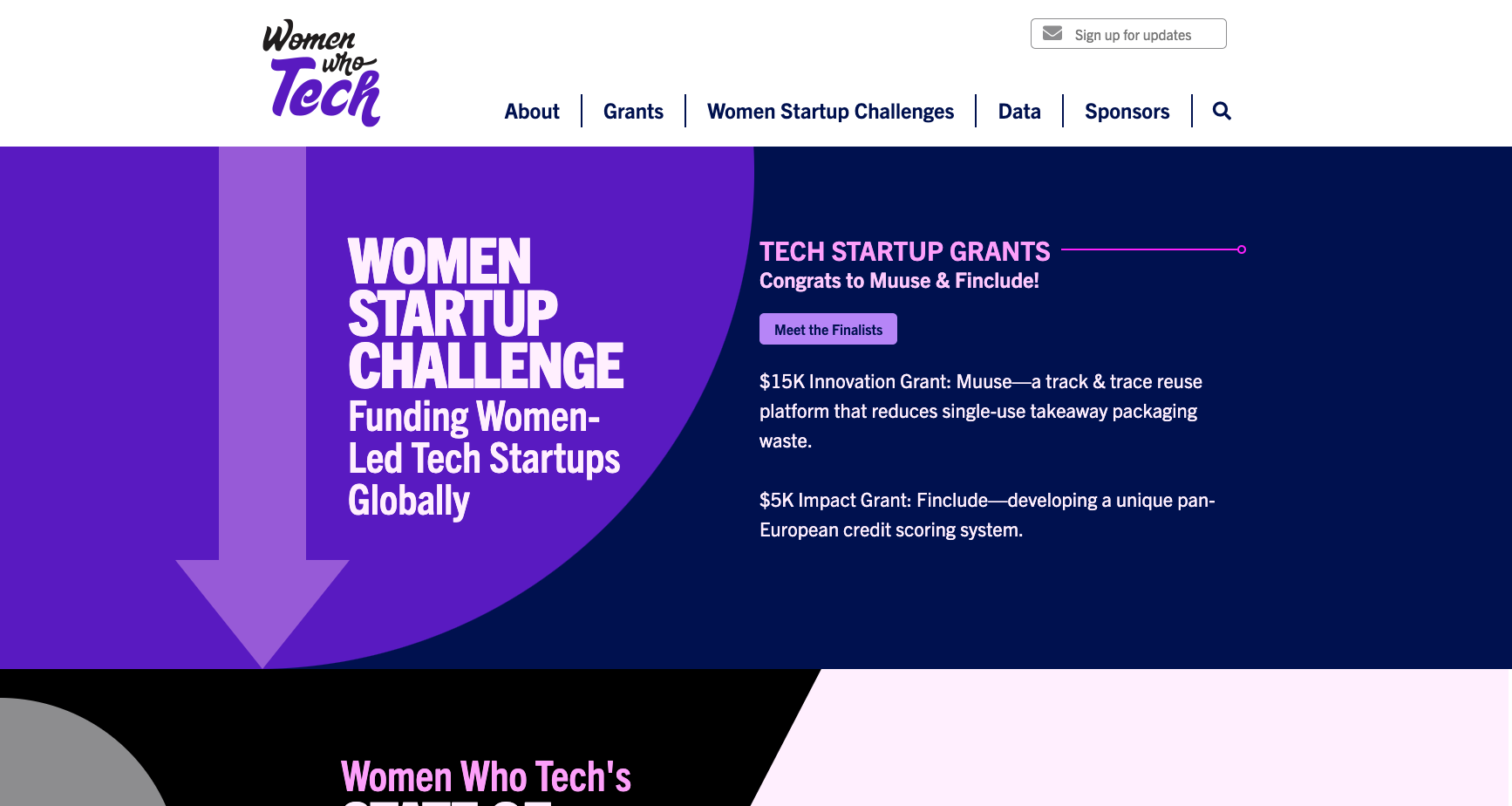 Women Who Tech homepage